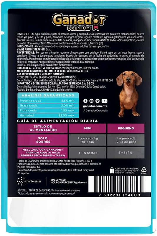 Alimento humedo para Perro Ganador Premium Razas Pequeñas Pollo & Cerdo