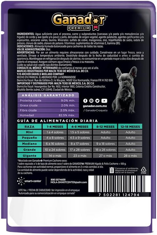 Alimento humedo para Perro Ganador Premium Cachorro Higado & Pollo