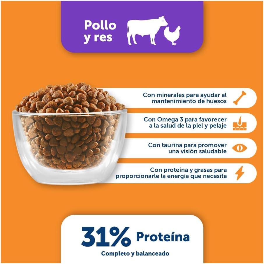 Alimento Seco para Gato minino Pollo y Res 9kg