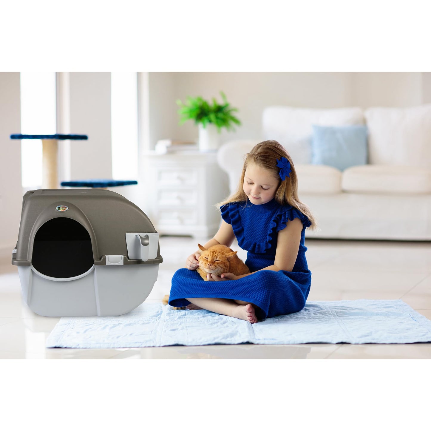 Omega Paw NRA15-1 caja de arena de limpieza automática Roll 'n Clean, regular, peltre