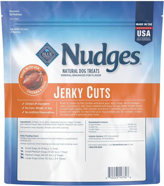 Blue Buffalo Nudges Jerky Cuts Natural Dog Treats, Chicken and Duck, 36oz