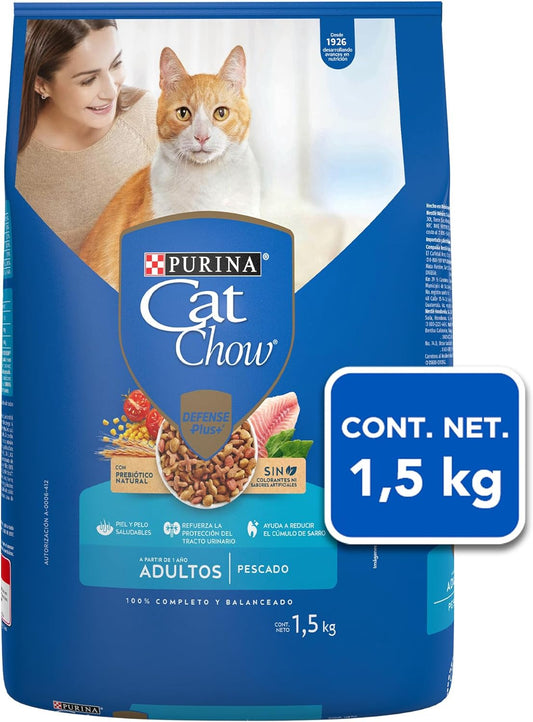 Purina Cat Chow Adulto Todos los Tamaños Sabor Pescado y Mariscos 1.5Kg