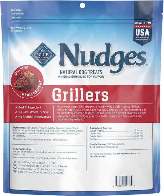 Blue Buffalo Nudges Grillers Natural Dog Treats, Steak, 36oz Bag