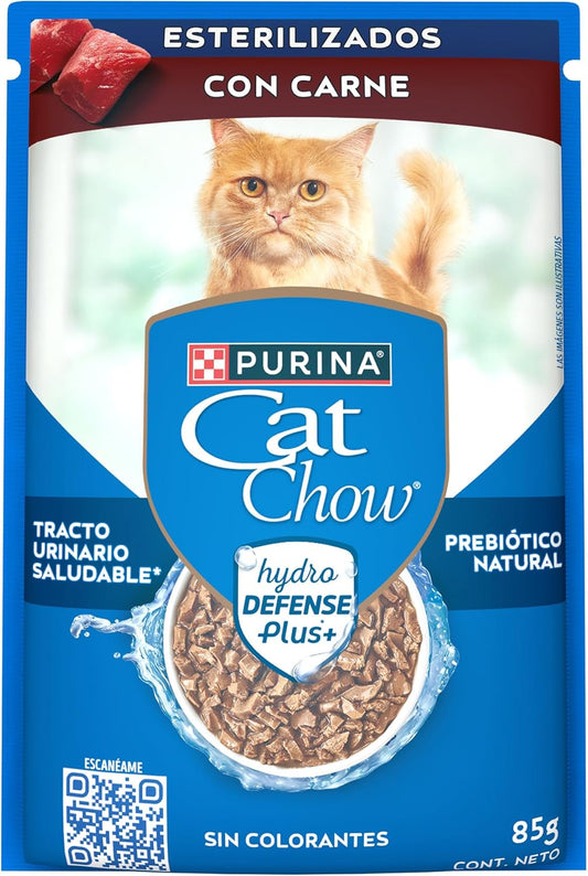 Purina Cat Chow Adulto Esterilizado Todos los Tamaños Sabor Carne 24pack de 85g