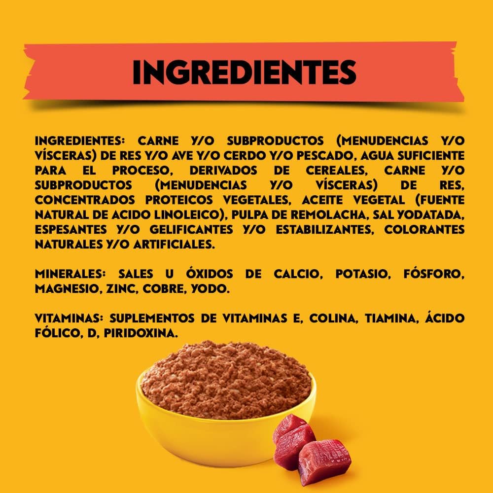 Pedigree Alimento Húmedo para Perros Adultos, Sabor Res Carne Molida 375 Gr, Paquete De 24 Latas