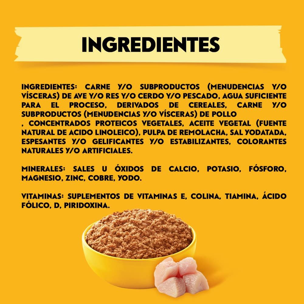 PEDIGREE Alimento para Perros Adultos, Sabor Pollo Carne Molida 375 Gr, Paquete De 24 Latas