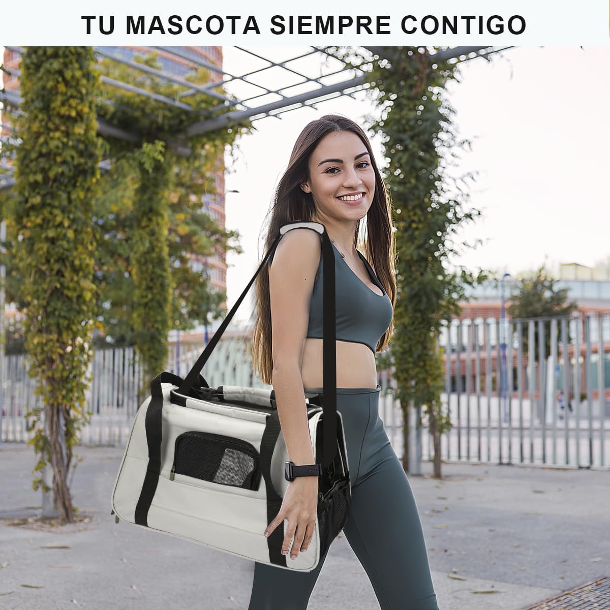 Bolsa de Mascotas Plegable Portátil para Perros, Transportadora para Perro y Gato, Mochila Transportadora de Mascotas,Malla Transpirable de Doble Cara,Cómoda y Transpirable,con Cojín de Felpa