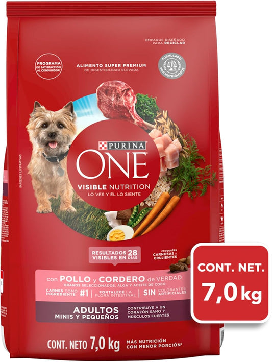 Purina One Adulto Raza Minis y Pequeños Sabor Pollo y Cordero 7Kg