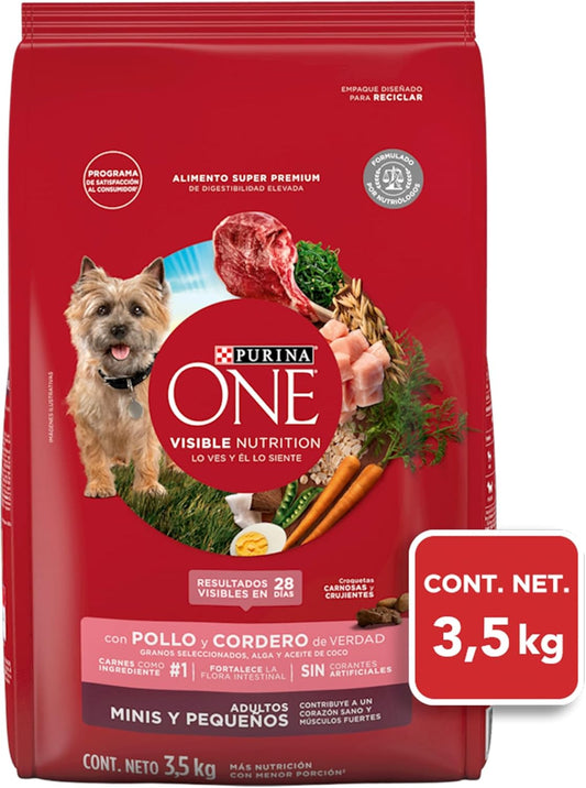 Purina One Adulto Raza Minis y Pequeños Sabor Pollo y Cordero 3.5Kg