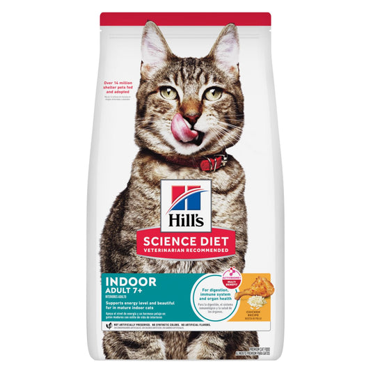 Hill's Science Diet Adult 7+ Indoor, Croquetas para Gato Senior De Interiores, Sabor Pollo 3.2Kg