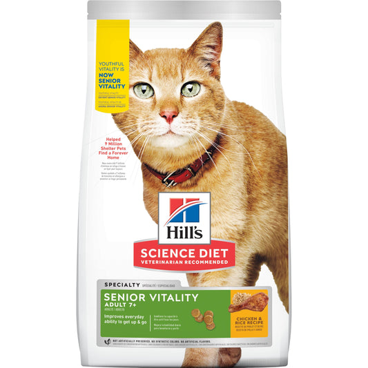 Hill's Science Diet Senior Vitality 7+, Croquetas para Gato Senior, Sabor Pollo 1.4Kg