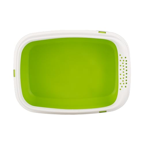 MPS Arenero para Gatos con Marco Antidispersión de Arena Talla CH – Fácil Limpieza, Esquinas Redondeadas, Material Duradero y Colores Surtidos