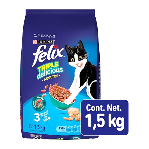 Purina Felix Adulto Triple Delicious Granja Pollo/Pavo/Carne 10Kg