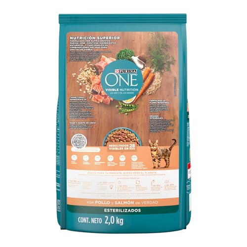 Purina One Gato Adulto Esterilizados Todos los Tamaños Sabor Pollo y Salmón 2Kg