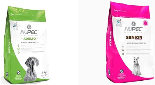 Nupec Croquetas para Perros, Adulto, Sabor a Carne, 15 kg (Empaque Puede Variar) + Alimento Seco para Perro Raza Pequeña Senior, 8 kg, 1 Pack