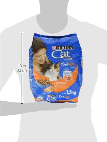 Purina Cat Chow Adulto Delimix Todos los Tamaños Sabor Salmón, Carne y Pollo 1.5Kg