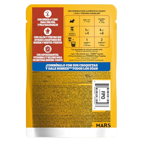 Pedigree - Sobres para Perro, Raza Pequeña, Sabor Res en Filetes, con Ingredientes Naturales, Proteínas y Fibra, 24 Sobres, 100g c/u