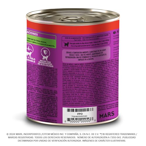 WHISKAS - Alimento para Gato Adulto en Lata, Sabor Atún, Vitamina A y Taurina, Paquete de 24 Piezas, 350g c/u,