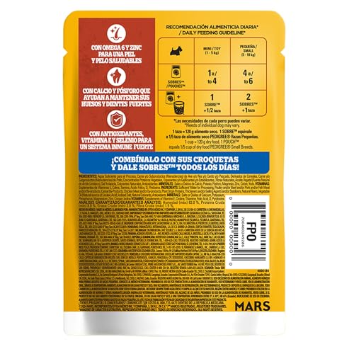 Pedigree - Sobres para Perro, Raza Pequeña, Sabor Pollo, con Ingredientes Naturales, Proteínas y Fibra, 24 Sobres, 100g c/u