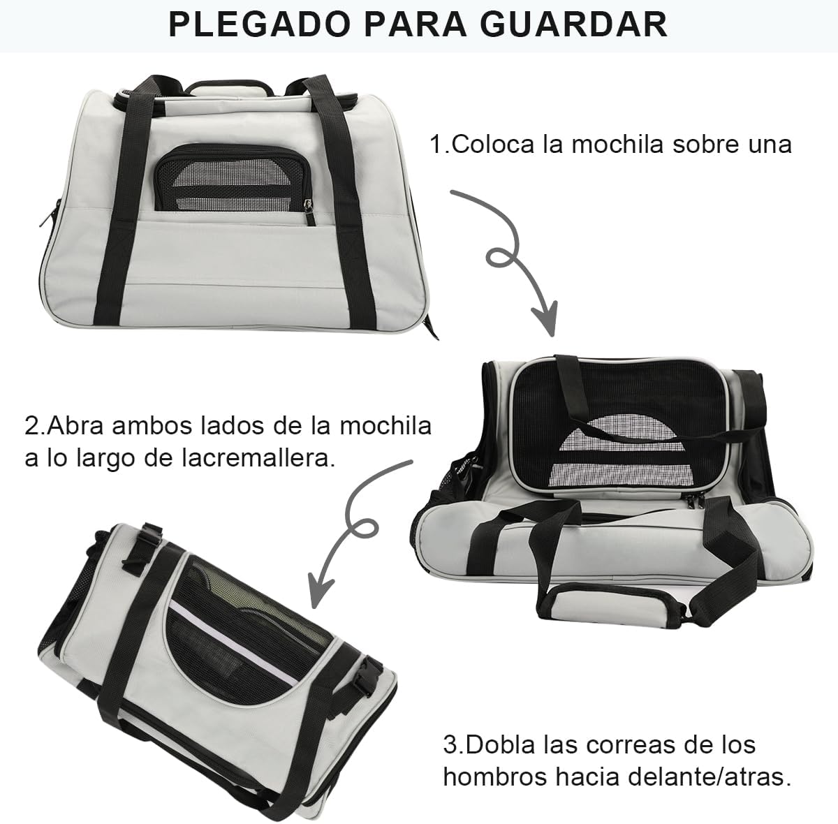 Bolsa de Mascotas Plegable Portátil para Perros, Transportadora para Perro y Gato, Mochila Transportadora de Mascotas,Malla Transpirable de Doble Cara,Cómoda y Transpirable,con Cojín de Felpa
