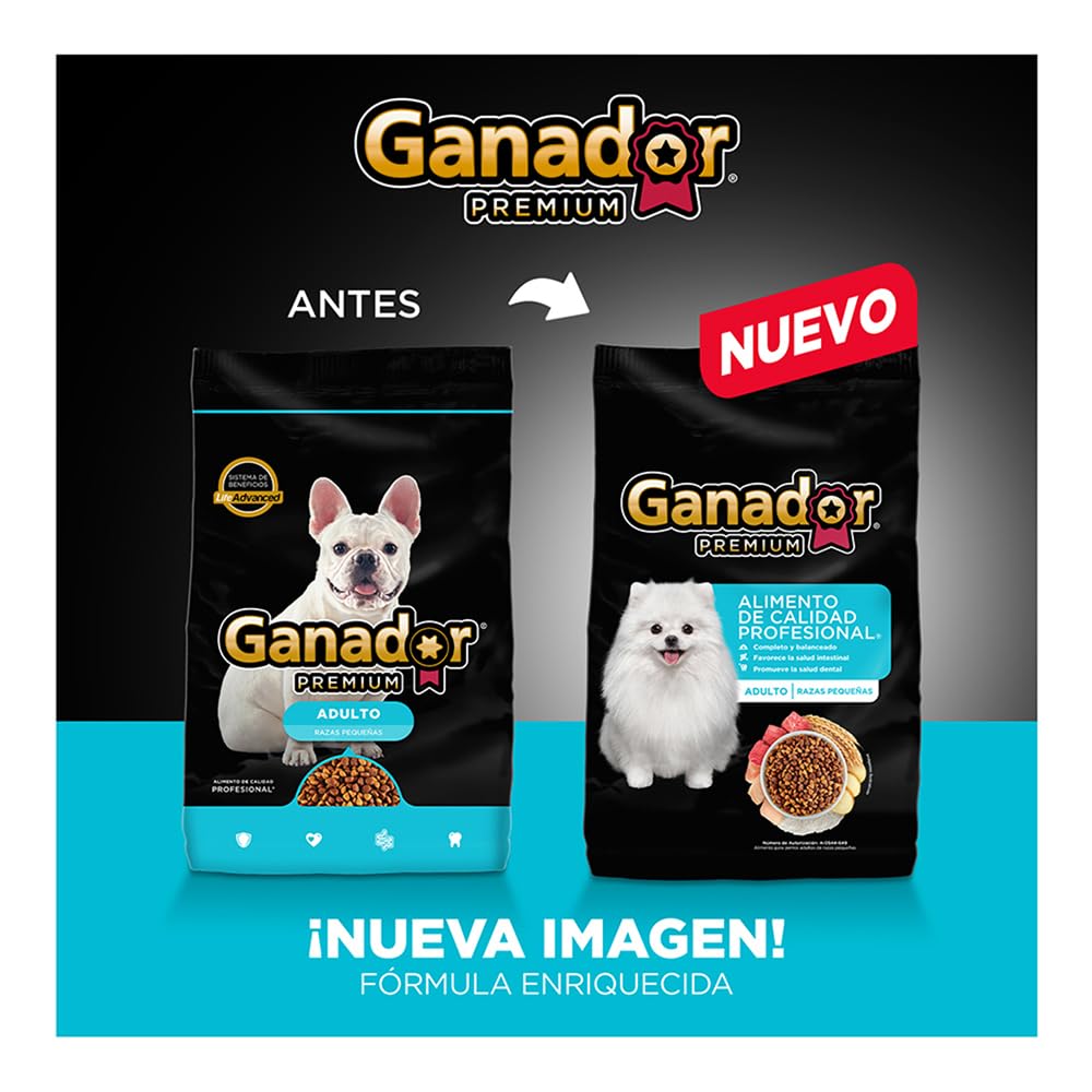 Ganador Premium Adulto 20 kg, Razas Pequeñas, Negro. El empaque puede variar
