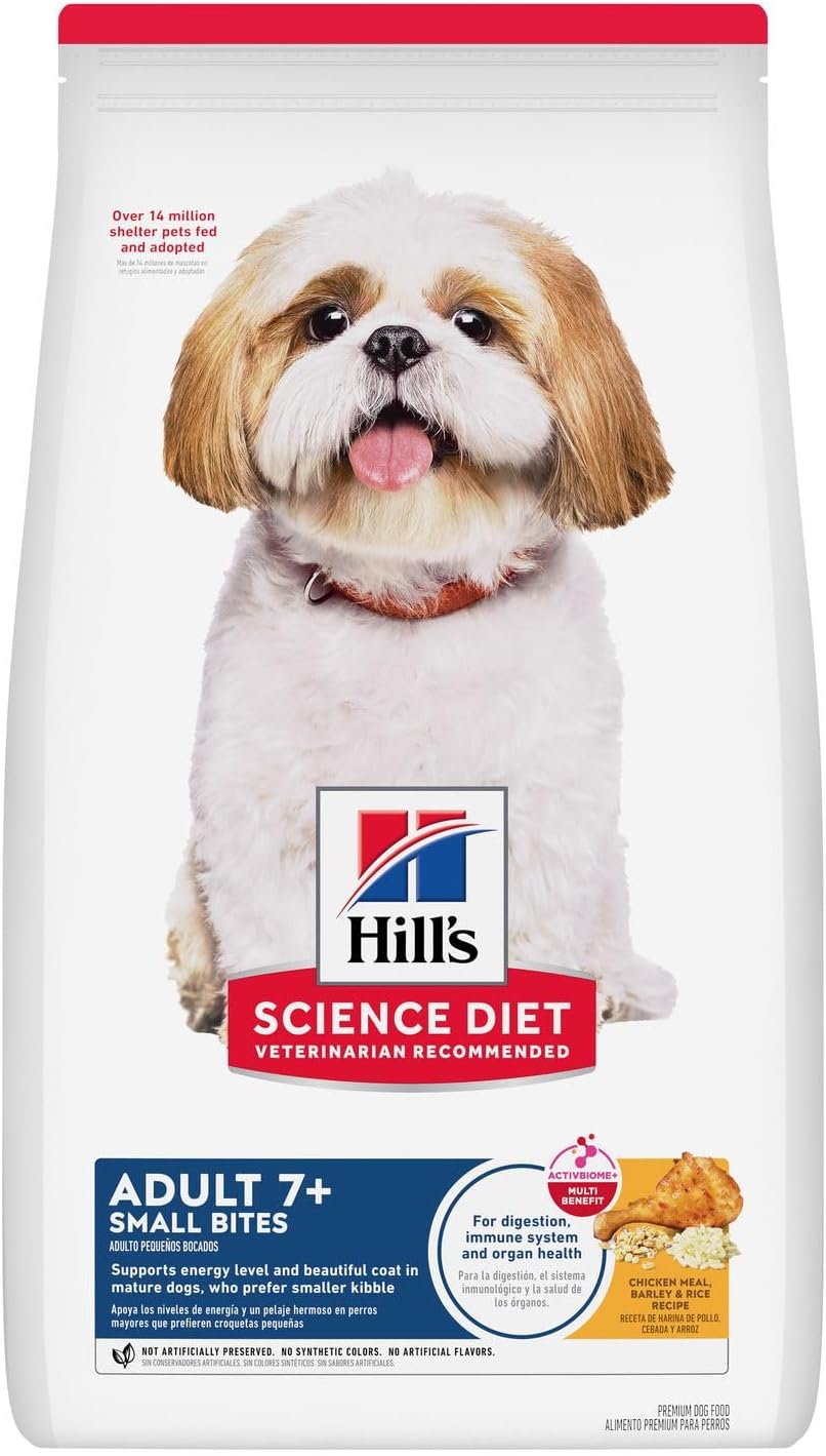 Hill's Science Diet Small Bites, Croquetas para Perro Senior 7+ Bocados Pequeños Sabor Pollo Y Arroz Integral 2Kg