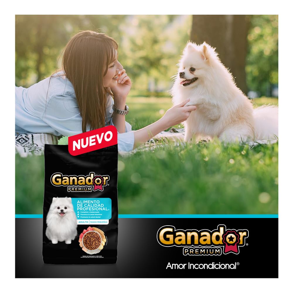 Ganador Premium Adulto 20 kg, Razas Pequeñas, Negro. El empaque puede variar