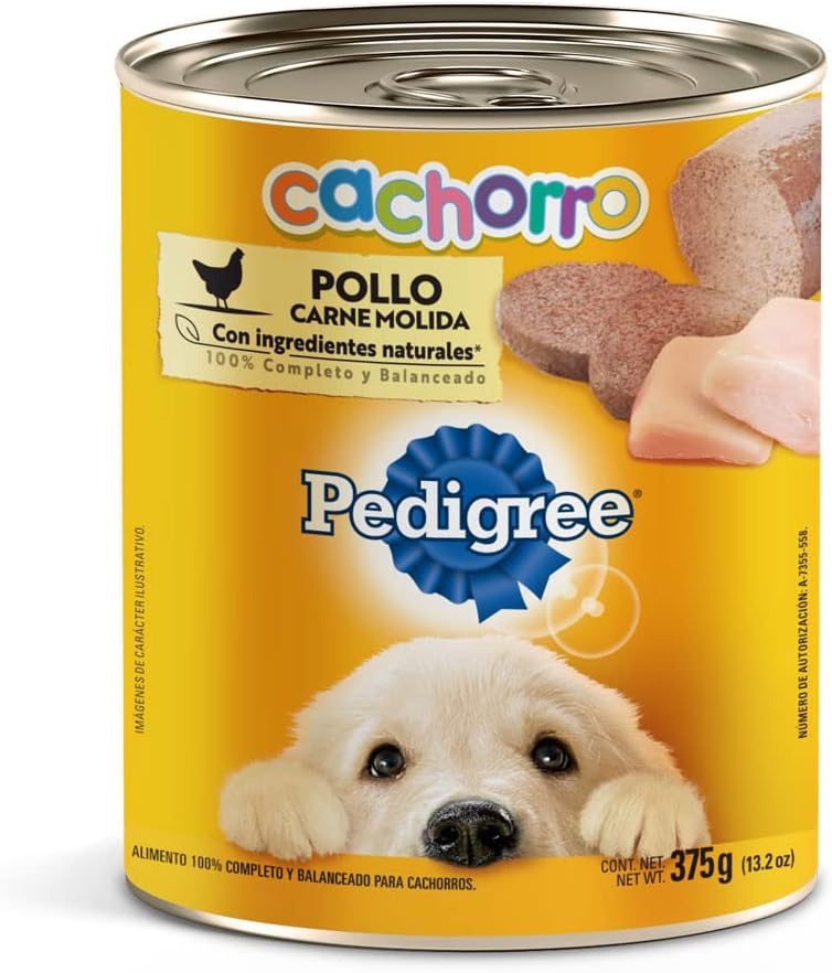 PEDIGREE Alimento para Perros Cachorros, Sabor Pollo Carne Molida 375 Gr, Paquete De 24 Latas