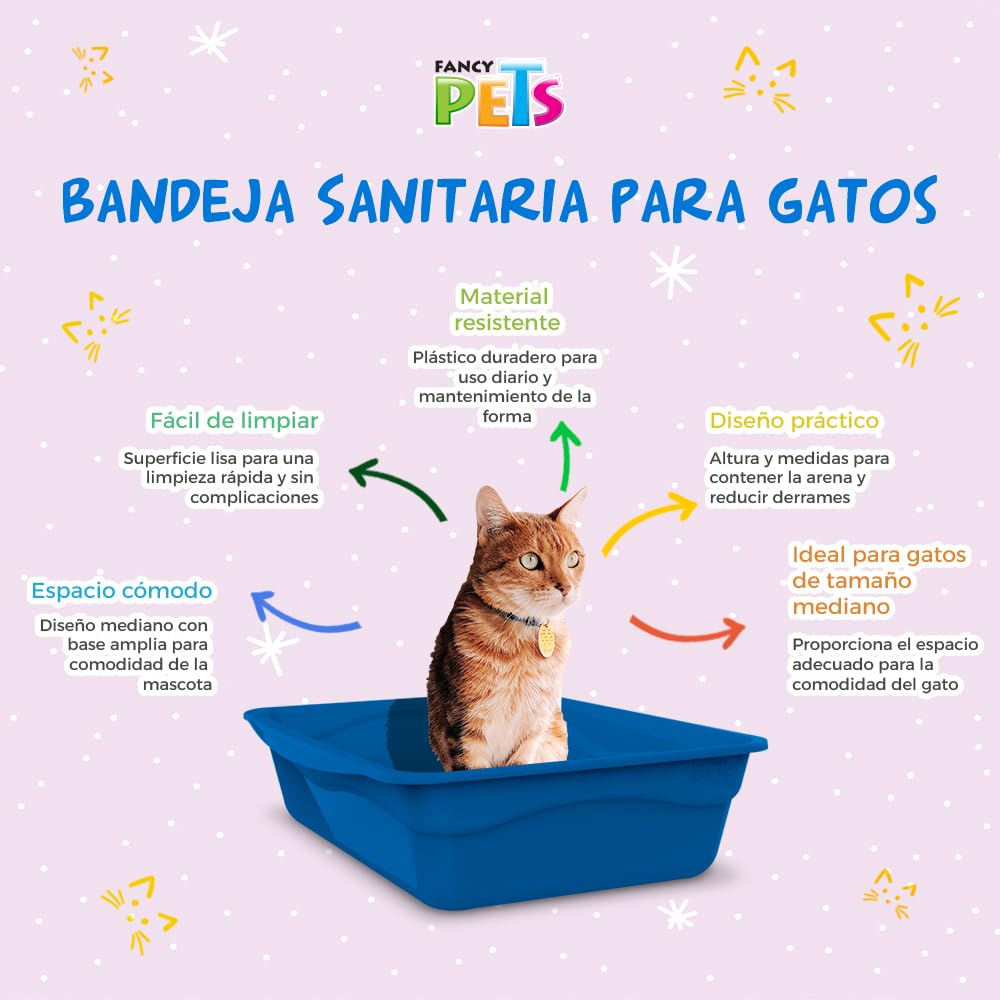Fancy Pets Arenero Abierto Tamaño Mediano para Gato Colores Variados