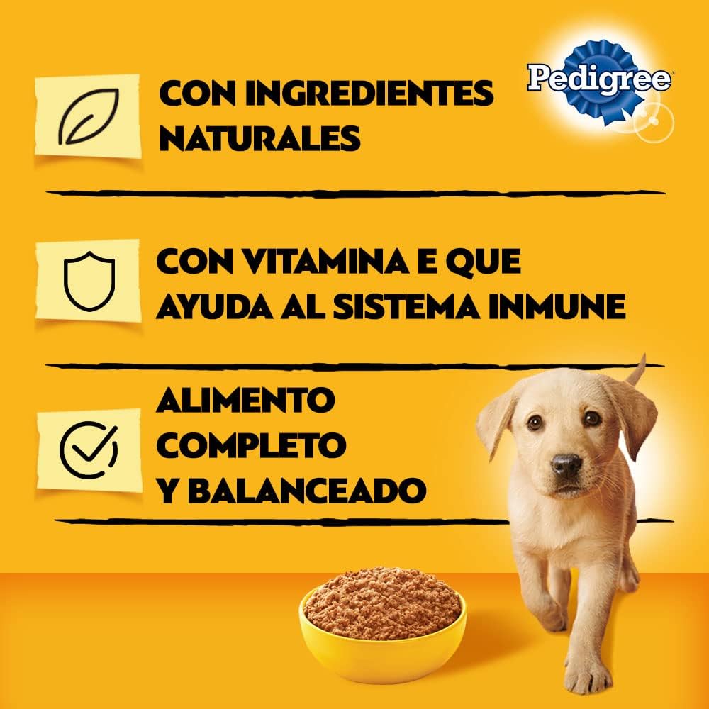 PEDIGREE Alimento para Perros Cachorros, Sabor Pollo Carne Molida 375 Gr, Paquete De 24 Latas