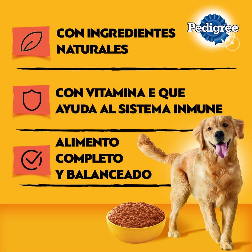 Pedigree Alimento Húmedo para Perros Adultos, Sabor Res Carne Molida 375 Gr, Paquete De 24 Latas