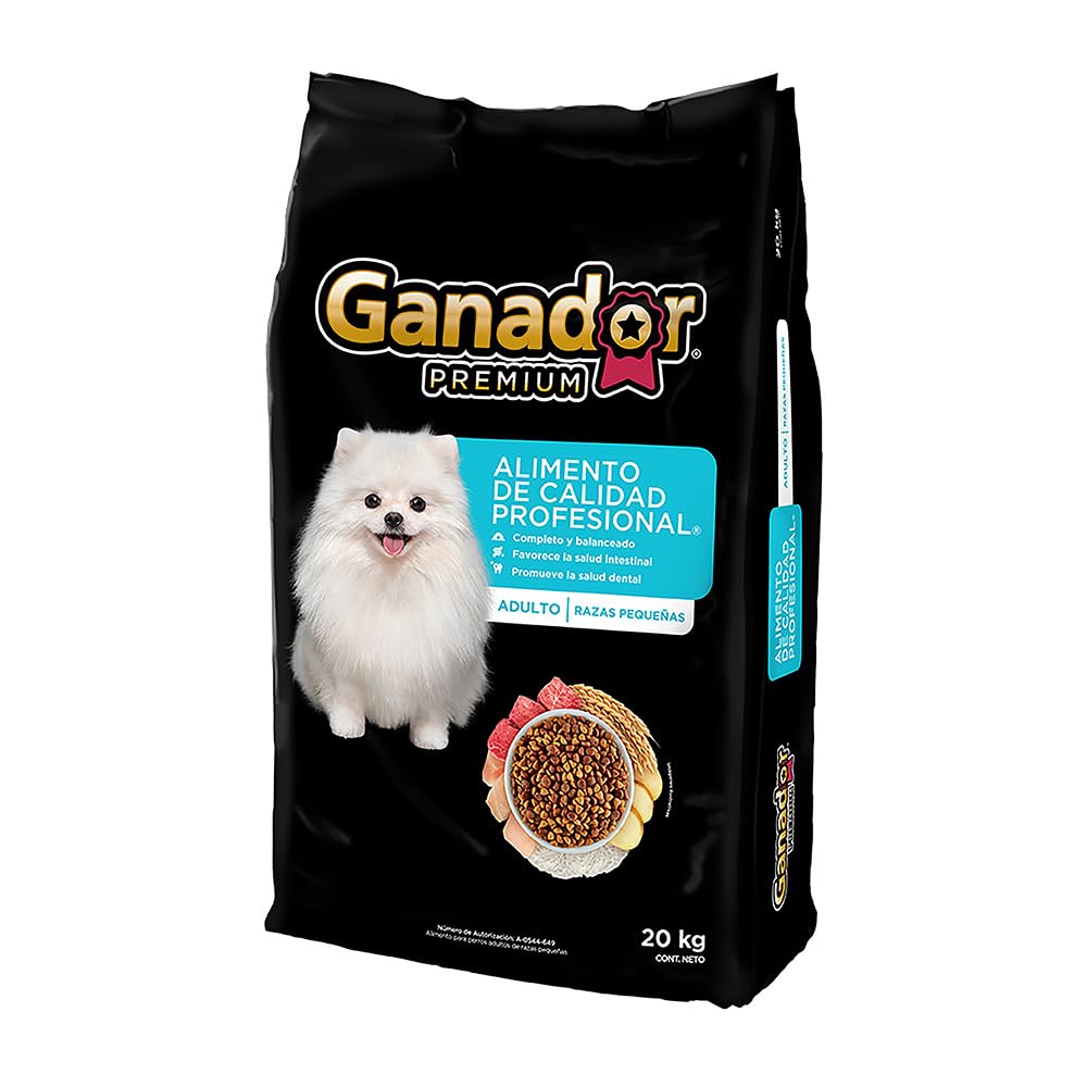 Ganador Premium Adulto 20 kg, Razas Pequeñas, Negro. El empaque puede variar