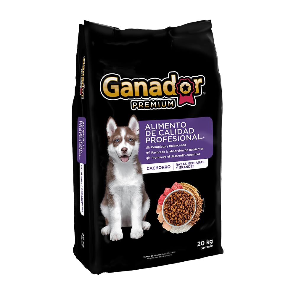 Ganador Premium Cachorro 20 kg, Razas Medianas y Grandes. El empaque puede variar