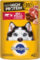 Pedigree - High Protein Alimento para Perro Adulto, Sabor Res y Pollo, 24 Sobres, 85g c/u, con Proteína, Antioxidantes y Vitamina E