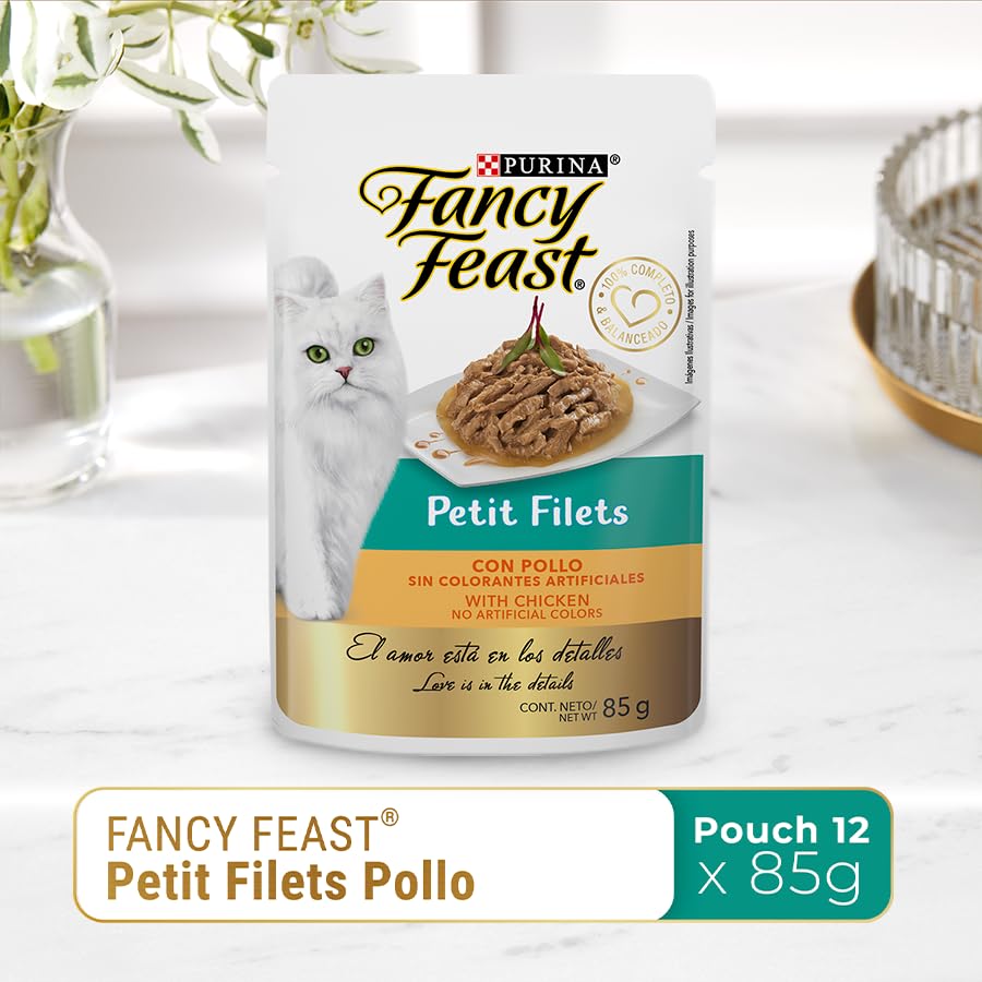 Purina Fancy Feast Petit Fillet Adulto Todos los Tamaños Sabor Pollo 12pack de 85g