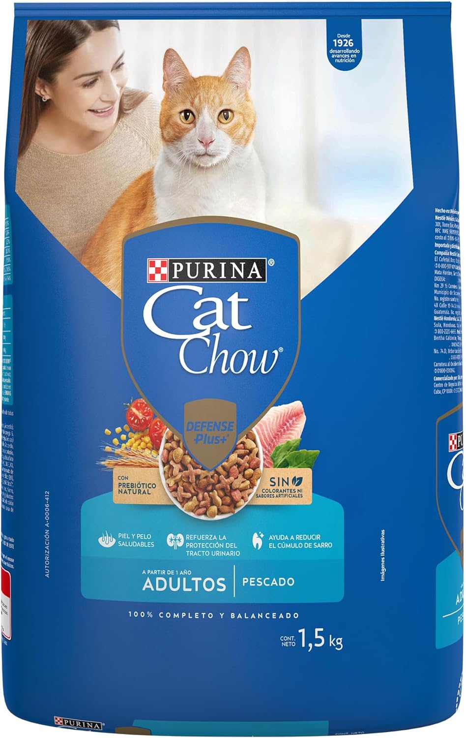 Purina Cat Chow Adulto Todos los Tamaños Sabor Pescado y Mariscos 1.5Kg