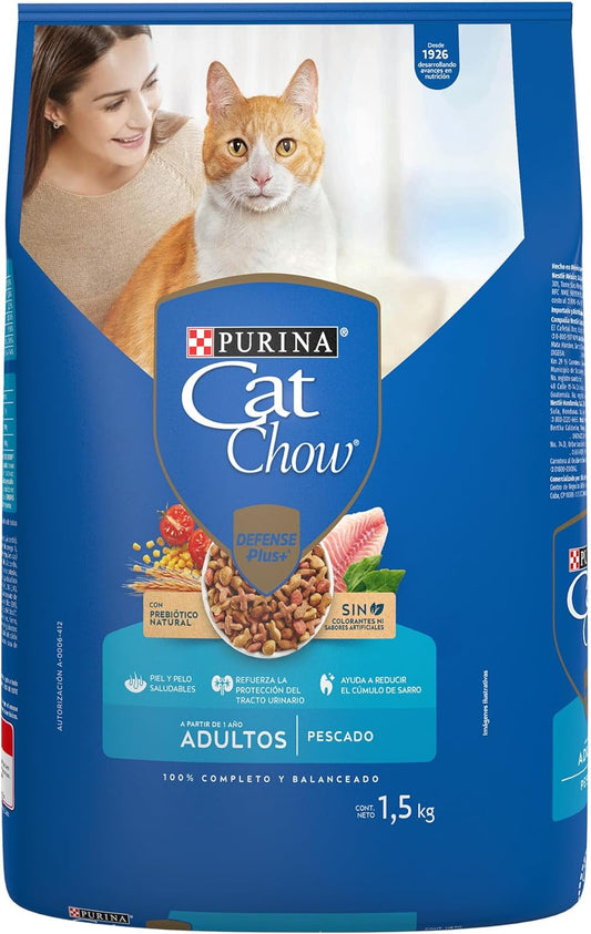 Purina Cat Chow Adulto Todos los Tamaños Sabor Pescado y Mariscos 1.5Kg