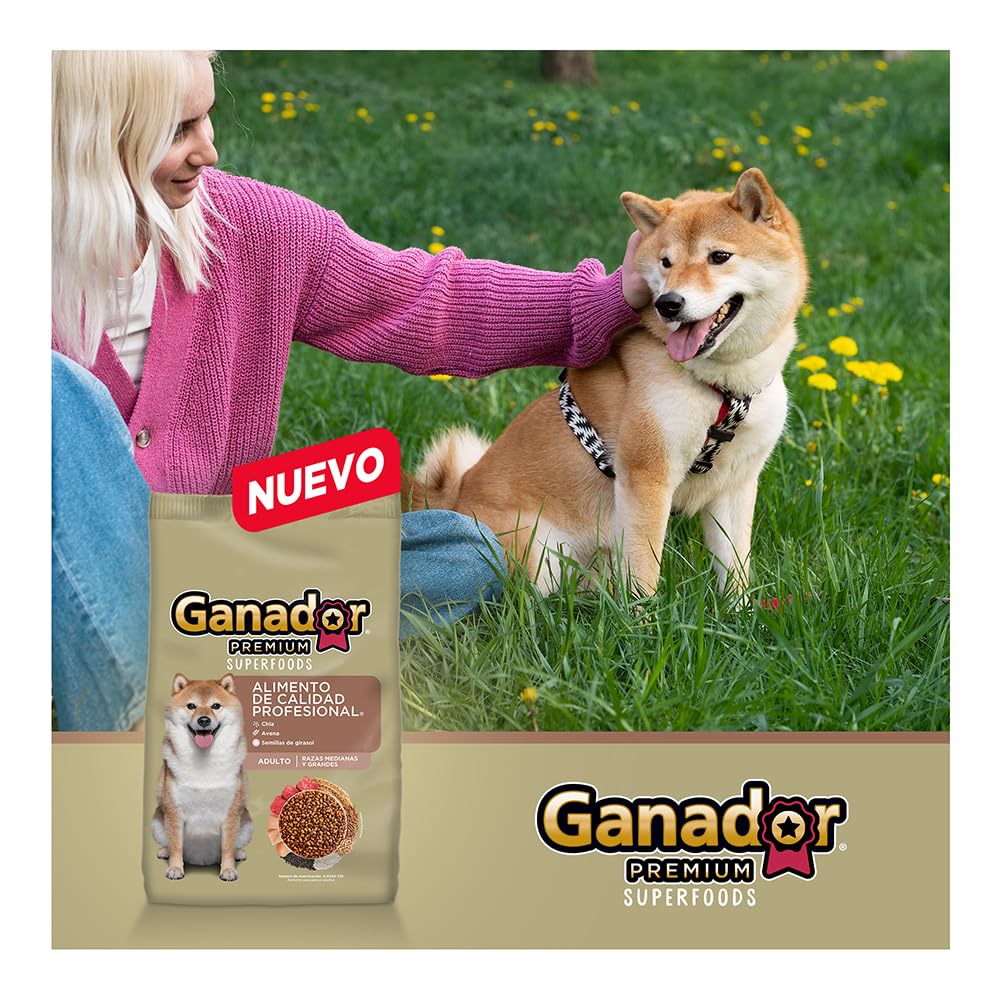 Ganador Premium Superfoods 20kg, Alimento para Perros Adultos de Razas Medianas y Grandes.