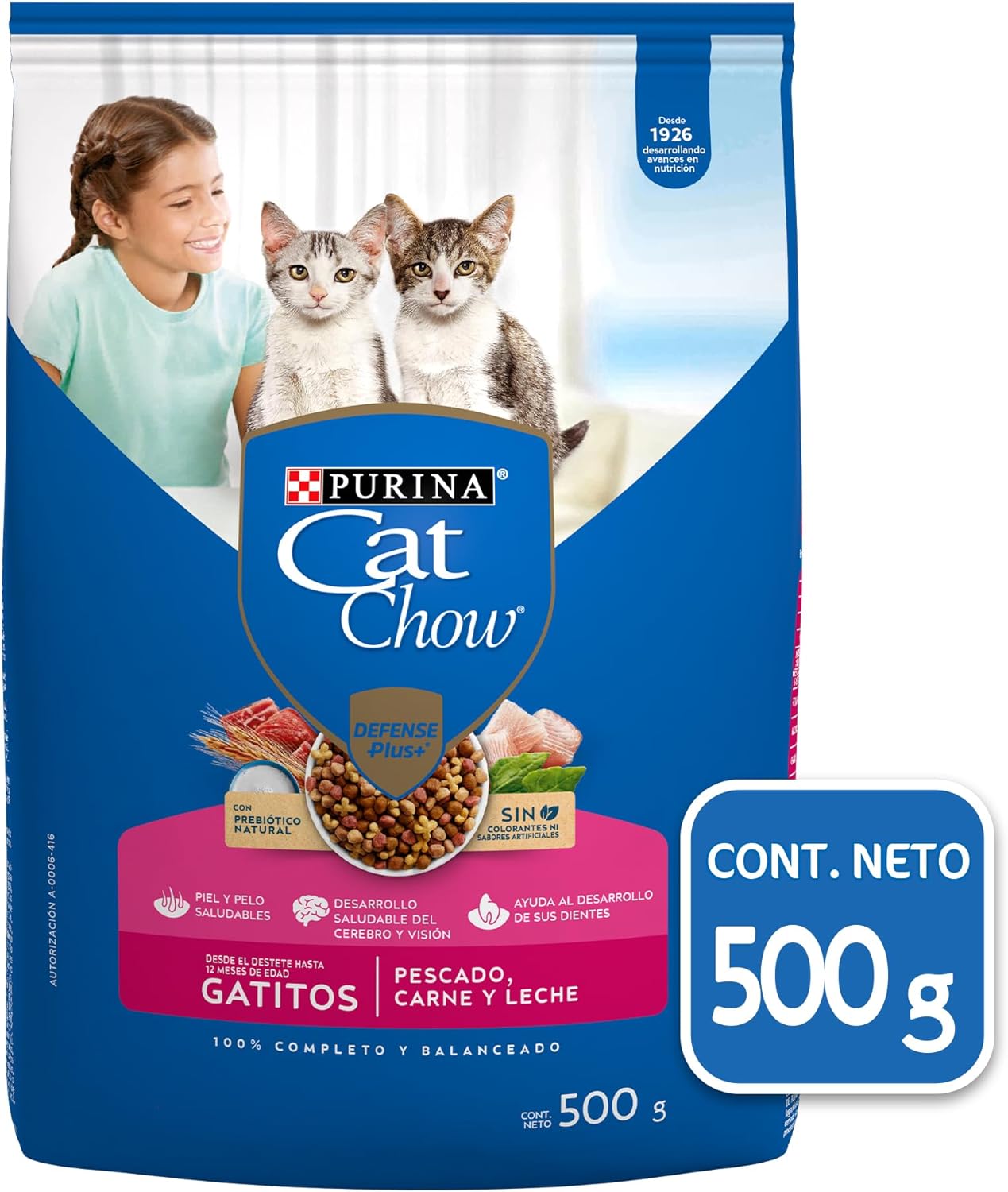 Purina Cat Chow Gatito Sabor Pescado, Carne y Leche 500g