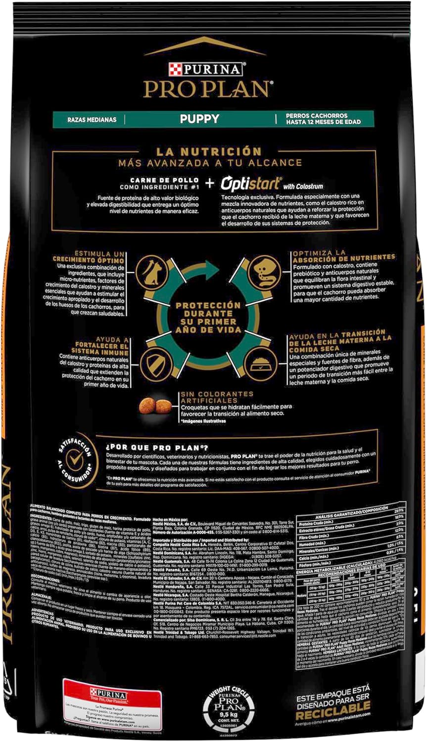 Purina Pro Plan Puppy Raza Mediana Sabor Pollo 9.5Kg