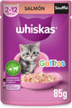 WHISKAS - Alimento Húmedo para Gatitos, Sabor a Soufflé de Salmón, 24 Sobres para Gato, 85 gr., c/u
