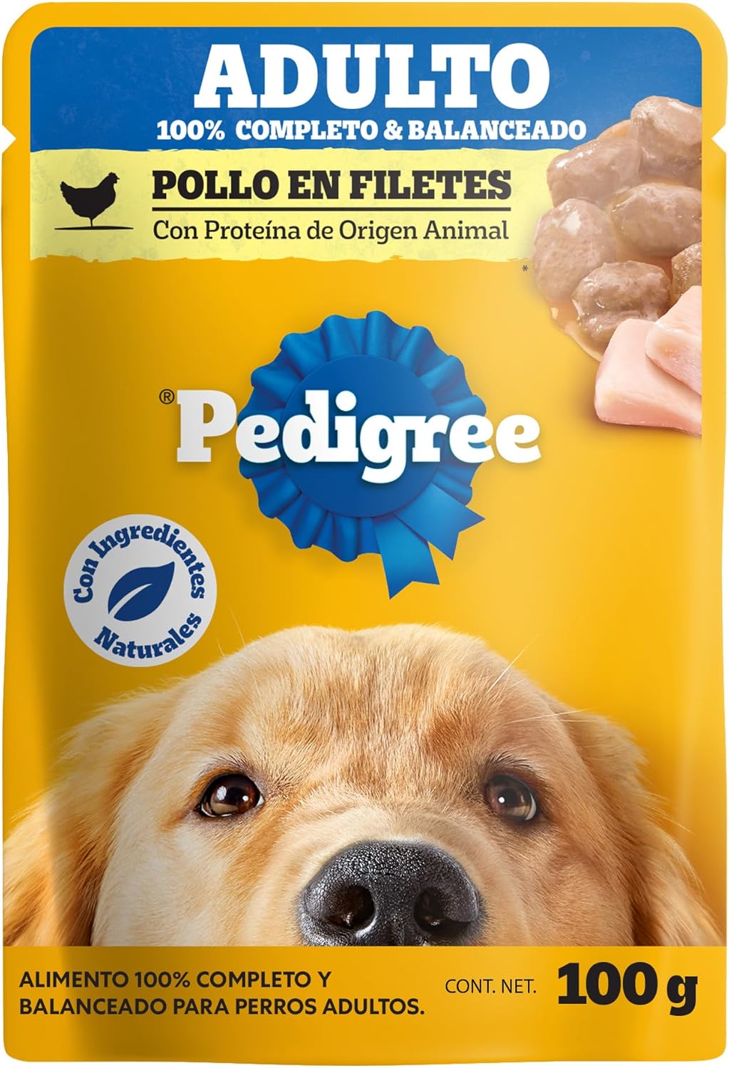 Pedigree - Alimento Húmedo para Perro Adulto, Pollo En Filetes, 24 Sobres, con Proteína, Antioxidantes y Vitamina E