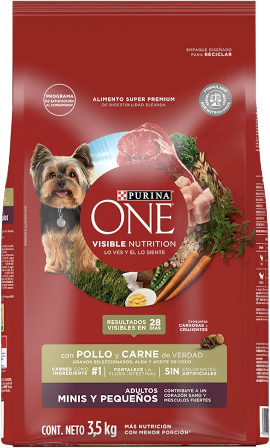 Purina One Adulto Raza Minis y Pequeños Sabor Pollo y Carne 3.5Kg