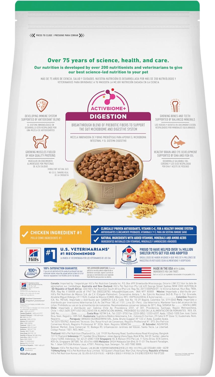 Hill's Science Diet Puppy, Croquetas para Perro Cachorro Raza Grande Sabor Pollo 12.5Kg