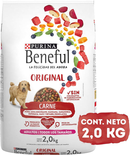 Purina Beneful Adulto Todos los tamaños Original Sabor Carne 2Kg