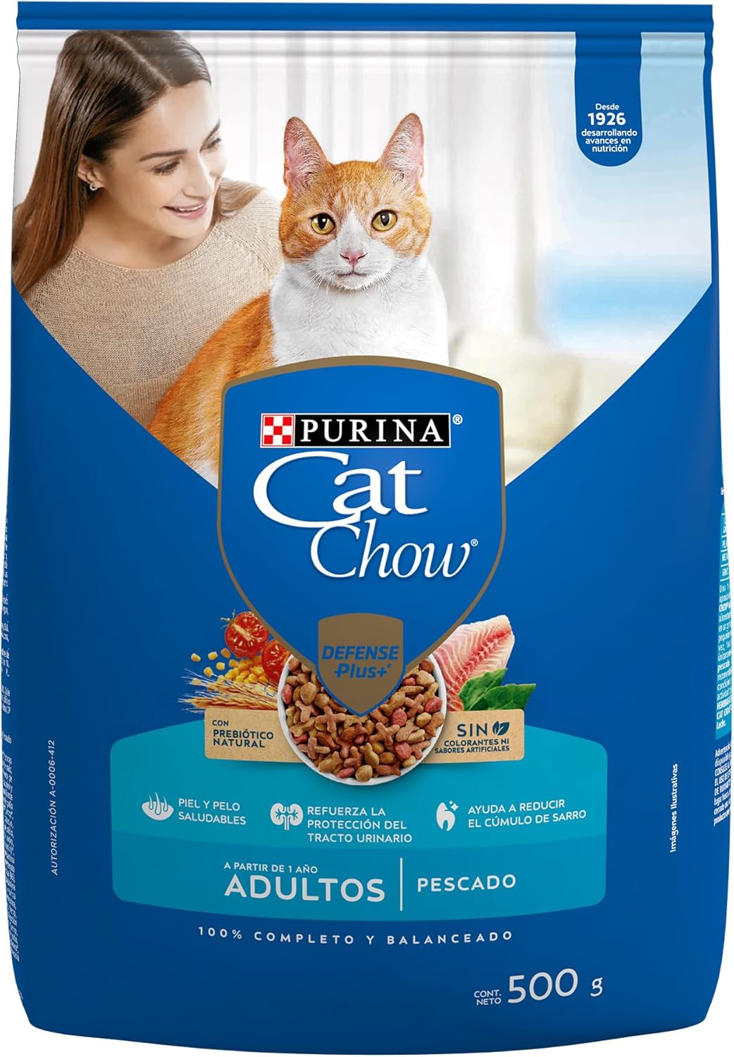 Purina Cat Chow Adulto Todos los Tamaños Sabor Pescado y Mariscos 500g