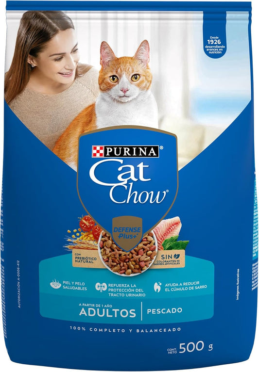 Purina Cat Chow Adulto Todos los Tamaños Sabor Pescado y Mariscos 500g