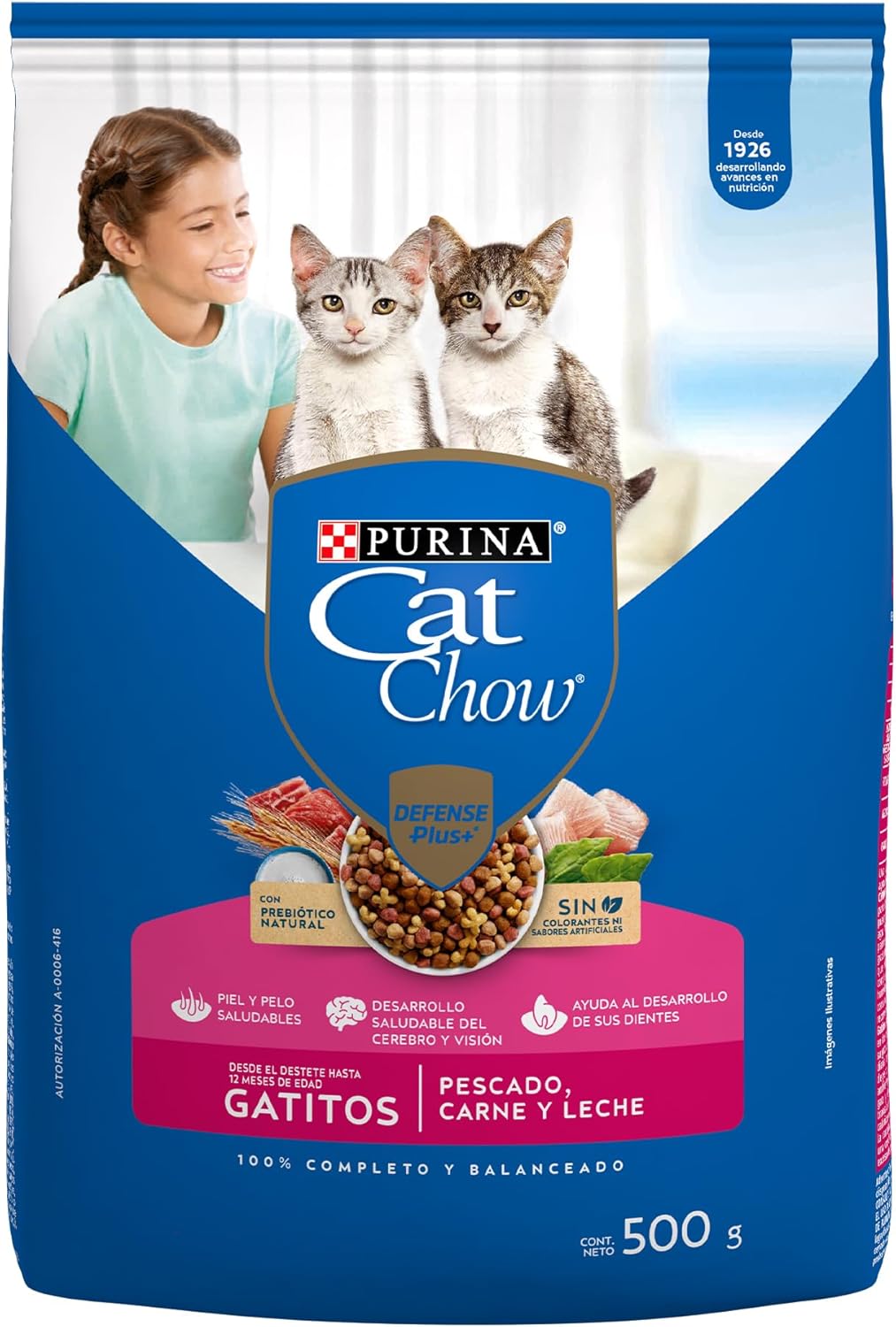 Purina Cat Chow Gatito Sabor Pescado, Carne y Leche 500g