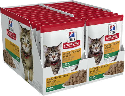 Hill's Science Diet Kitten, Alimento Húmedo En Pouch para Gatitos, Platillo De Pollo, 24 Pack C/U 79 G