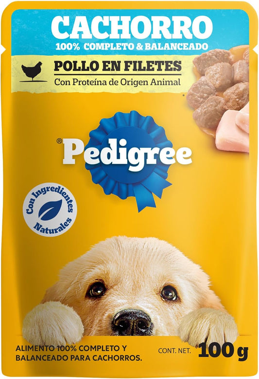 Pedigree - Sobres para Perro Cachorro, Pollo En Filetes, Nutrición para tu Mascota, Proteínas y Fibras, 24 Sobres